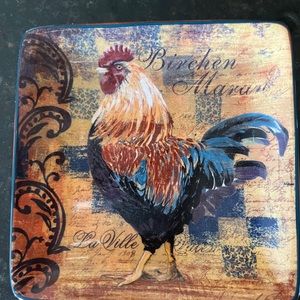 Certified International Rustic Rooster Canape Plate, NWOT